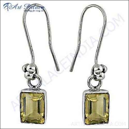 Glamours Earring Citrine Silver Earring 925 Sterling Silver Earring