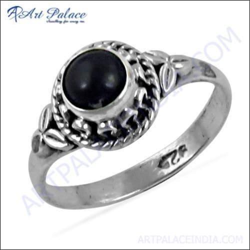 Glamours Ethnic Designer Black Onyx Gemstone Silver Ring, 925 Sterling Silver Jewelry