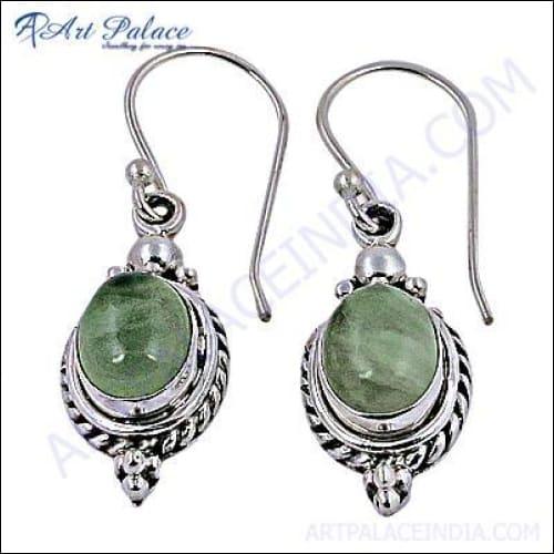 Glamours Prenite Gemstone Silver Earrings Natural Gemstone Earrings Prehnite Earrings