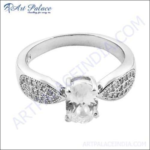 Glitzy CZ Ring Handmade Silver Ring White CZ Ring