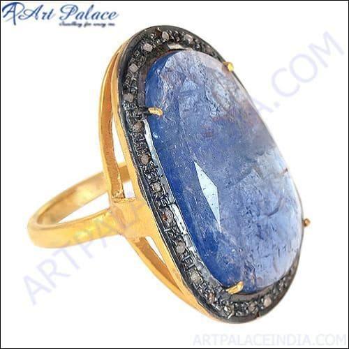 Gold Plated Diamond & Sapphire Victorian Ring