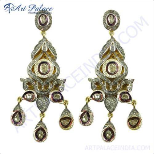 Gold Plated Diamond Silver Earring High Quality Victorian Earring Beautiful Victorian Earrings