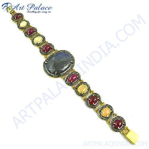 Gold plated Multi Stones In Victorian Bracelets Handmade Victorian Bracelet Latest Victorian Bracelet