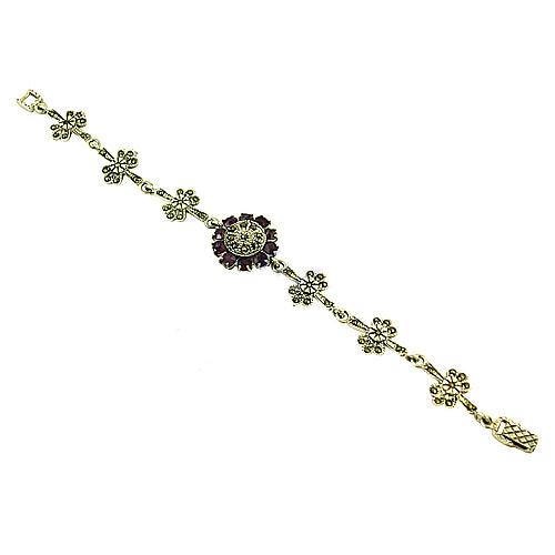 Gorgeous Amethyst & Gun Metal Gemstone Silver Marcasite Bracelet, 925 Sterling Silver Jewelry Marcasite Bracelet Fancy Bracelet