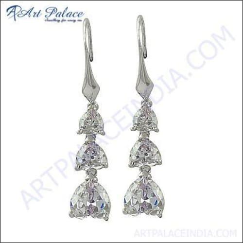 Gorgeous Cubic Zirconia Gemstone 925 Silver Earrings