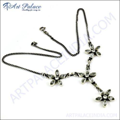 Gorgeous Cubic Zirconia GemStone 925 Silver Necklace Wonderful Cz Necklace Cz Silver Necklace