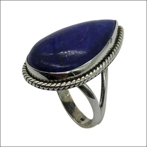 Gorgeous Pear Shape Lapis Lazuli Gemstone 925 Silver Ring
