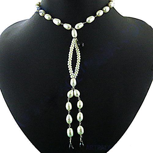 Gorgeous Pearl & Smokey Quartz Silver Necklace, 925 Sterling Silver Jewelry Graceful Necklace Solid Beads Necklace
