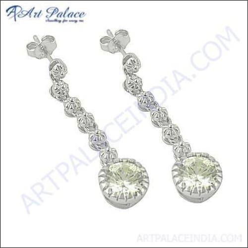 Graceful Cubic Zirconia Gemstone Silver Earrings