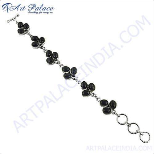 Graceful Flower Style Black Onyx Gemstone Bracelets Jewelry