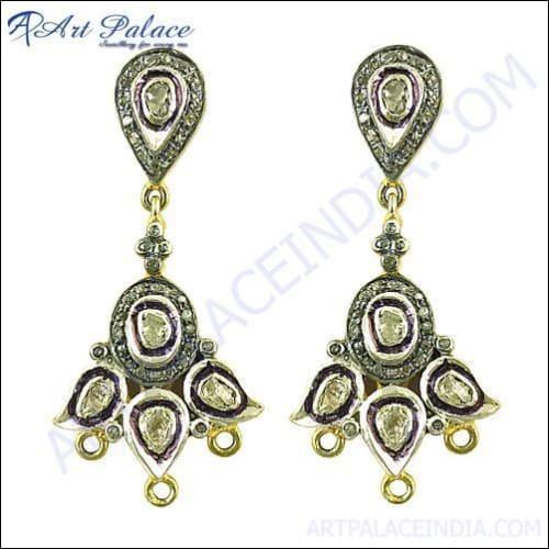 Graceful Glamour Diamond Gold Plated Silver Earrings