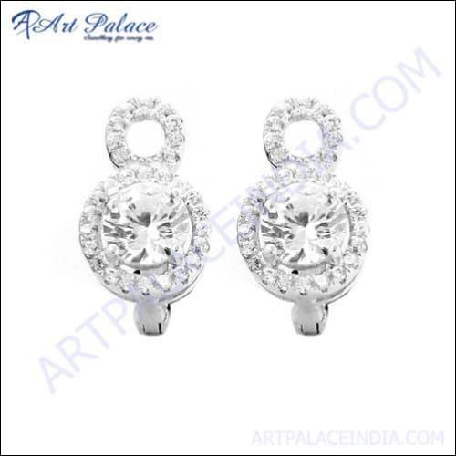 Graceful Glamours Cubic Zirconia Gemstone Silver Earrings