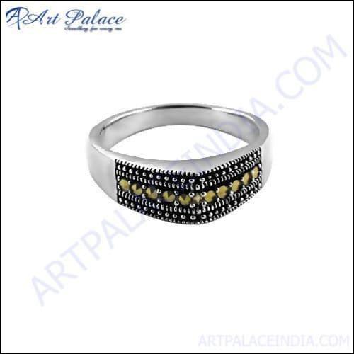 Graceful Gun Metal Silver Ring Party Wear Rings Adjustable Rings Marcasite Rings