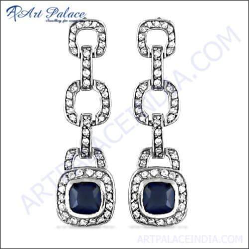 Graceful Ink Zirconia & Cubic Zirconia Gemstone Silver Earrings