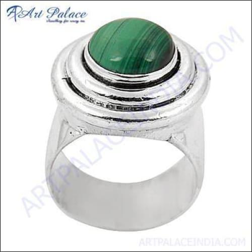 Graceful Malachite Gemstone Silver Ring