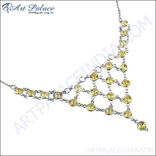 Gracious Citrine Gemstone Silver Necklace Citrine Gemstone Necklace Awesome Necklace