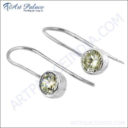 Gracious Cubic Zirconia Gemstone Silver Earrings, 925 Sterling Silver Jewelry