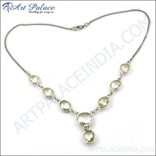 Gracious Fashion Crystal Gemstone Silver Necklace