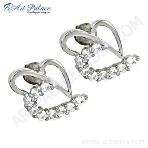 Gracious Fashion Cubic Zirconia Gemstone Silver Earrings Designer Cz Earrings Adorable Cz Earrings