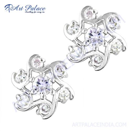 Gracious Fashionable Cubic Zircon Gemstone 925 Sterling Silver Earrings Jewelry