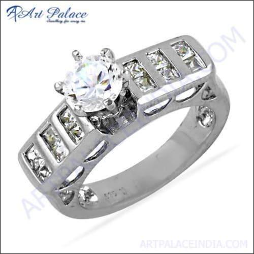 Gracious Fashionable Cubic Zirconia Gemstone 925 Sterling  Silver Ring