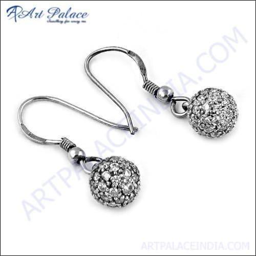 Gracious Fashionable Cubic Zirconia Gemstone Silver Earrings