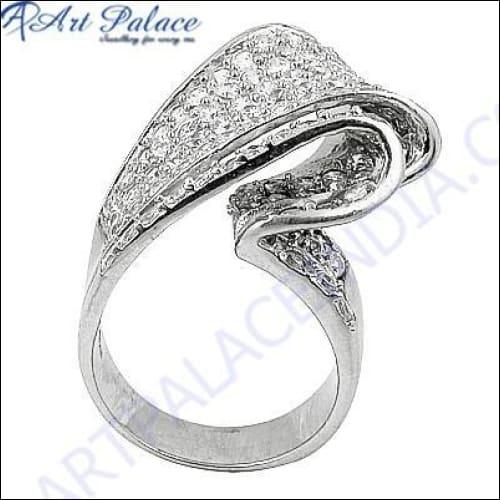 Gracious Fashionable Cubic Zirconia Gemstone Silver Ring