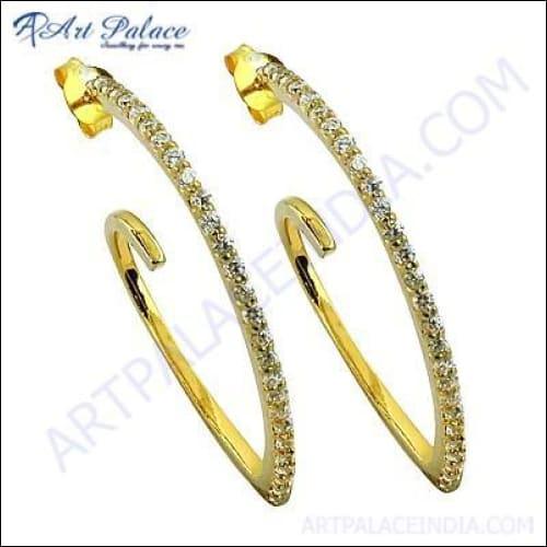 Gracious Fashionable Cubic Zirconia Silver Gold Plated Earrings