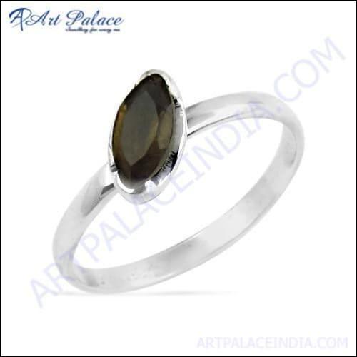 Gracious Fashionable Smokey Quartz Gemstone Silver Ring