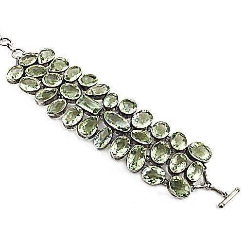 Green Amethyst Gemstone 925 Silver Bracelet Certified Bracelet Adjustable Bracelet