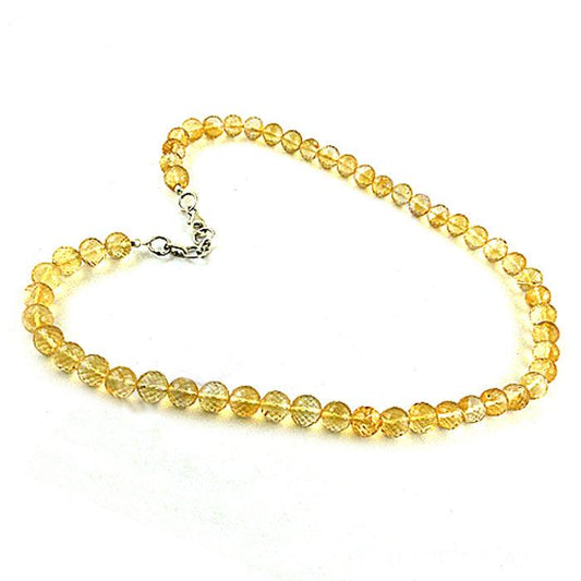 Hand Crafted Citrine Beads 925 Silver Necklace Yellow Beads Necklace Citrine Stone Beaded Necklace Wholesale Citrine Gemstoe Necklace Beaded Necklace