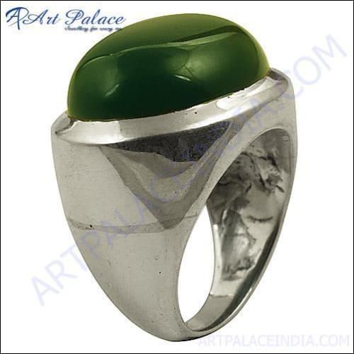 Hand created Green Onyx Silver Ring