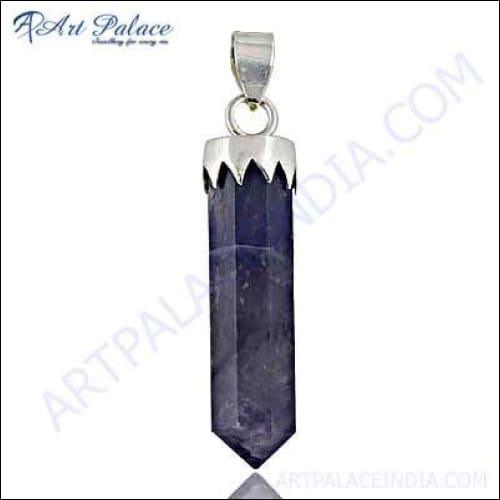 Hand Created Pencil Style Gemstone Silver Pendant With Amethyst