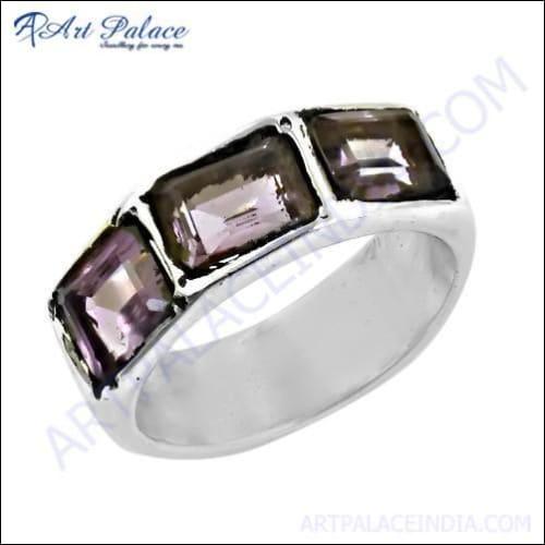 Handcrafted Amethyst Gemstone Silver Ring, 925 Sterling Silver Jewelry