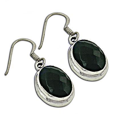 Handicraft Black Onyx Gemstone 925 Silver Earring Oval Cutstone Earrings Precious Gemstone Earrings