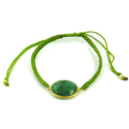 Handmade Dyed Emerald Stone Thread Bracelet Gemstone Thread Bracelet Coolest Bracelet