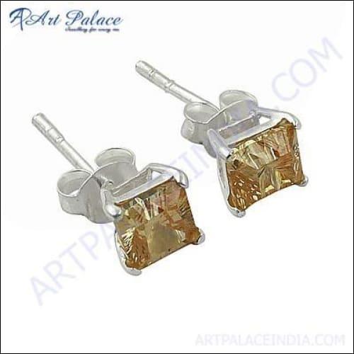 Handmade Pitch Zirconia Gemstone Silver Earrings