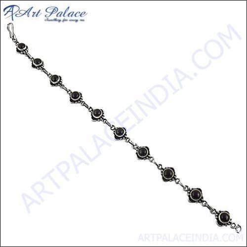 Handmade Simple Silver Gemstone Bracelets Jewelry For Women's