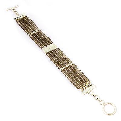 Handmade Thread 925 Silver Bracelet With Smoky Quartz Gemstone Bracelet Trendy Bracelet
