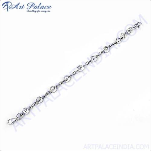 High Quality Cubic Zirconia Gemstone Silver Bracelet Glitzy Cz Bracelet Cz Chain Bracelets