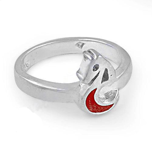 Horse Style Inley Gemstone 925 Silver Ring Inlay Silver Rings Artisan Design Rings
