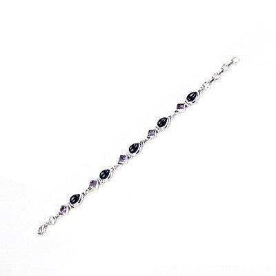 Hot Amethyst & Black Onyx Gemstone 925 Silver Bracelet Lovely Gemstone Bacelet Artisanal Bracelet