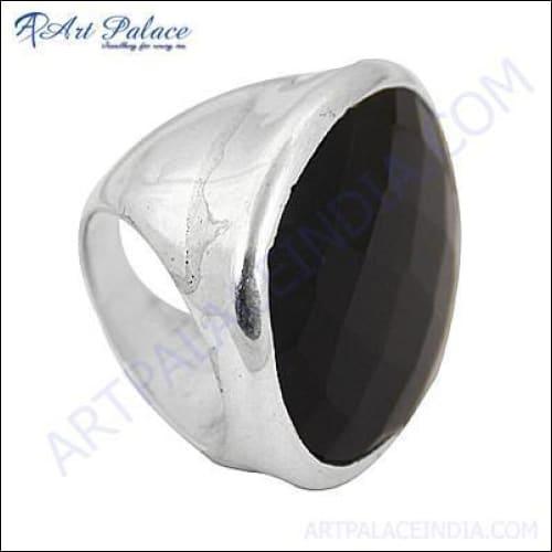 Hot Big Black Onyx Gemstone 925 Silver Ring