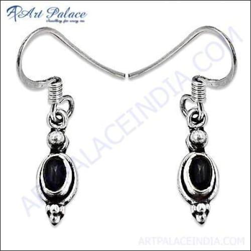 Hot Black Onyx Gemstone Silver Ethnic Earrings Black Onyx Earrings 925 Silver Earring