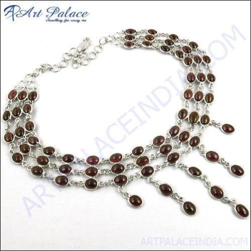 Hot! Dazzling & Beautiful Garnet Silver Necklace