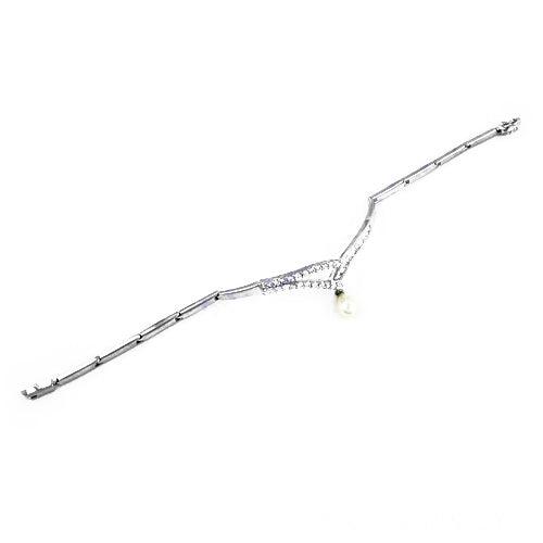 Hot! Dazzling Cubic Zirconia & Pearl Gemstone Silver Bracelet Beautiful Cz Bracelet Pretty Cz Bracelet