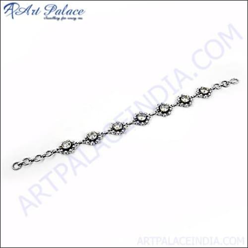 Hot! Dazzling Cubic Zirconia Gemstone 925 Silver Bracelet Cz Silver Bracelets Artisanal Cz Bracelet Wedding Cz Bracelet