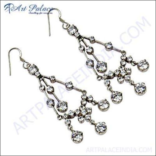 Hot! Dazzling Cubic Zirconia Gemstone 925 Silver Earrings Lovely Cz Earrings Latest Cz Earrings Coolest Earrings
