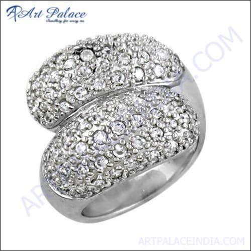 Hot! Dazzling Cubic Zirconia Gemstone Silver Ring, 925 Sterling Silver Jewelry