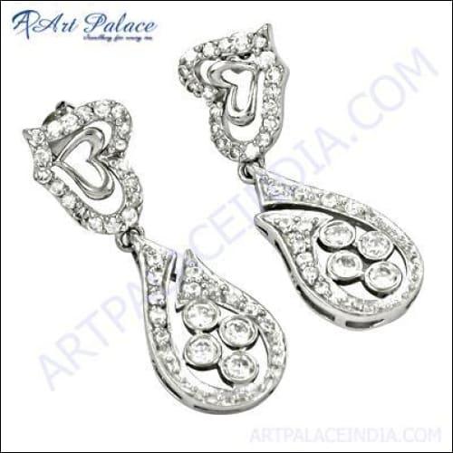 Hot! Dazzling Cubic Zirconia Gemstone Sterling Silver Earrings High Quality Cz Earrings Hot Cz Earrings